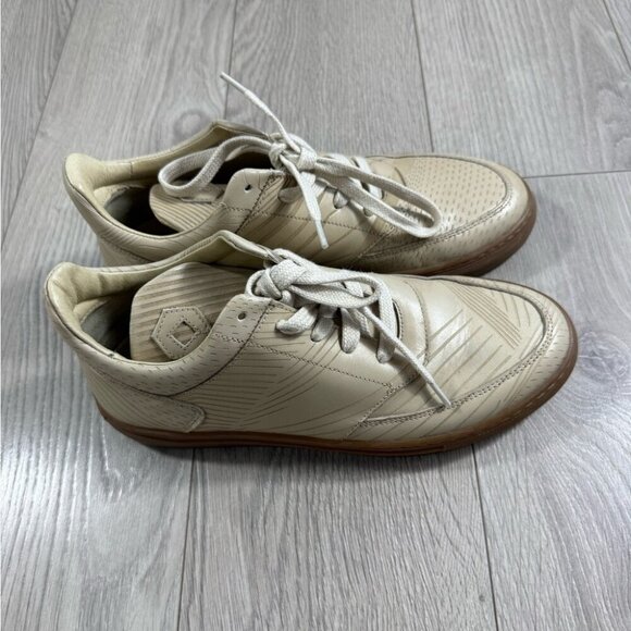 Six Hundred Four Kristensen Cordova Wood Laser Beige Leather Casual Sneakers - Picture 3 of 9